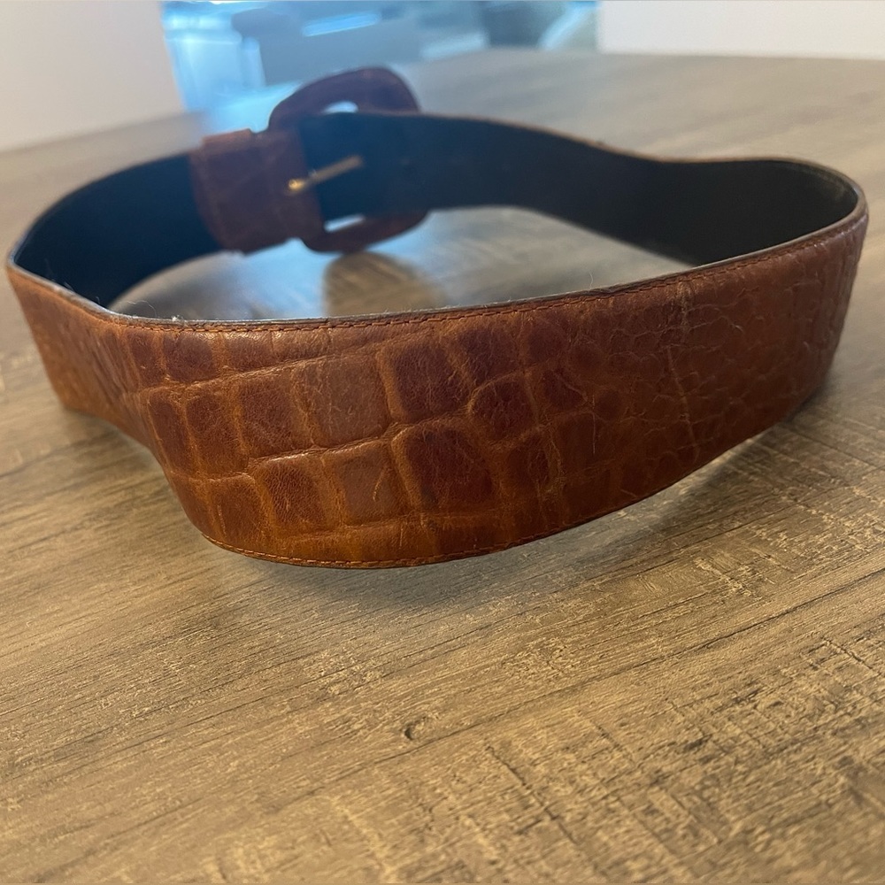 Vintage Field Manor Genuine Alligator Slightly Distressed Leather Belt Size M - Picture 3 of 7